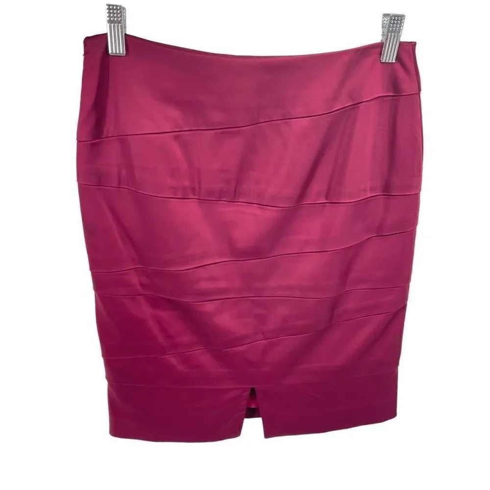 White House Black Market Womens Pencil Straight Skirt Tiered Stretch Red Size 00